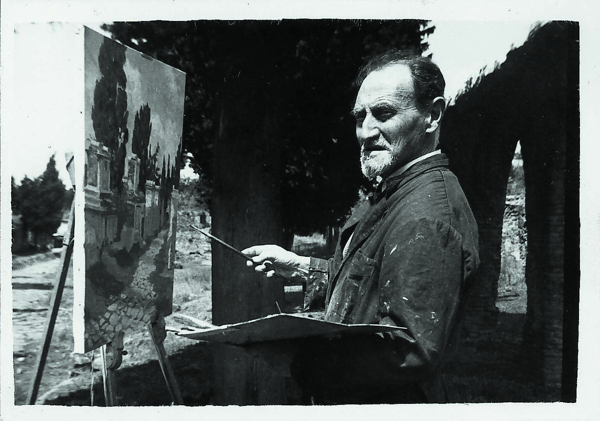 José Manaut pintando en Nápoles, 1966.