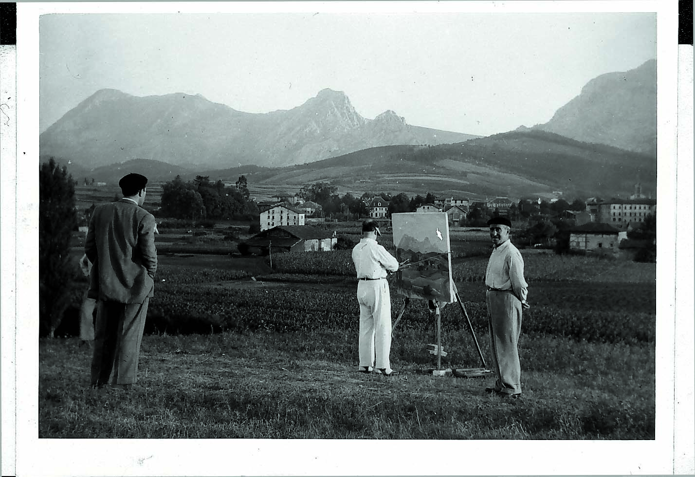 José Manaut pintando en Durango, Vizkaya, 1952.