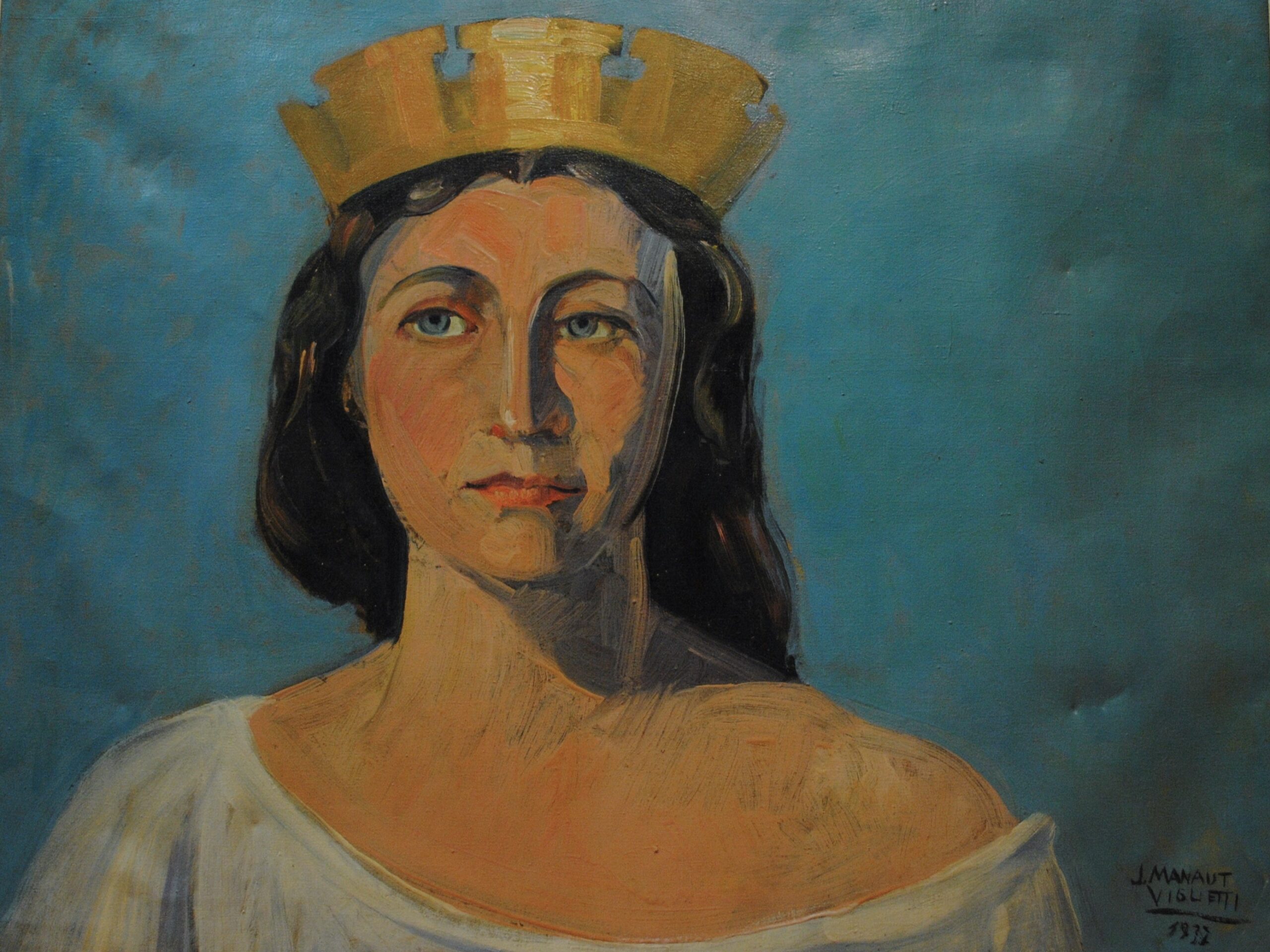 Pintura de José Manaut titulada Mujer con corona. Óleo sobre lienzo.