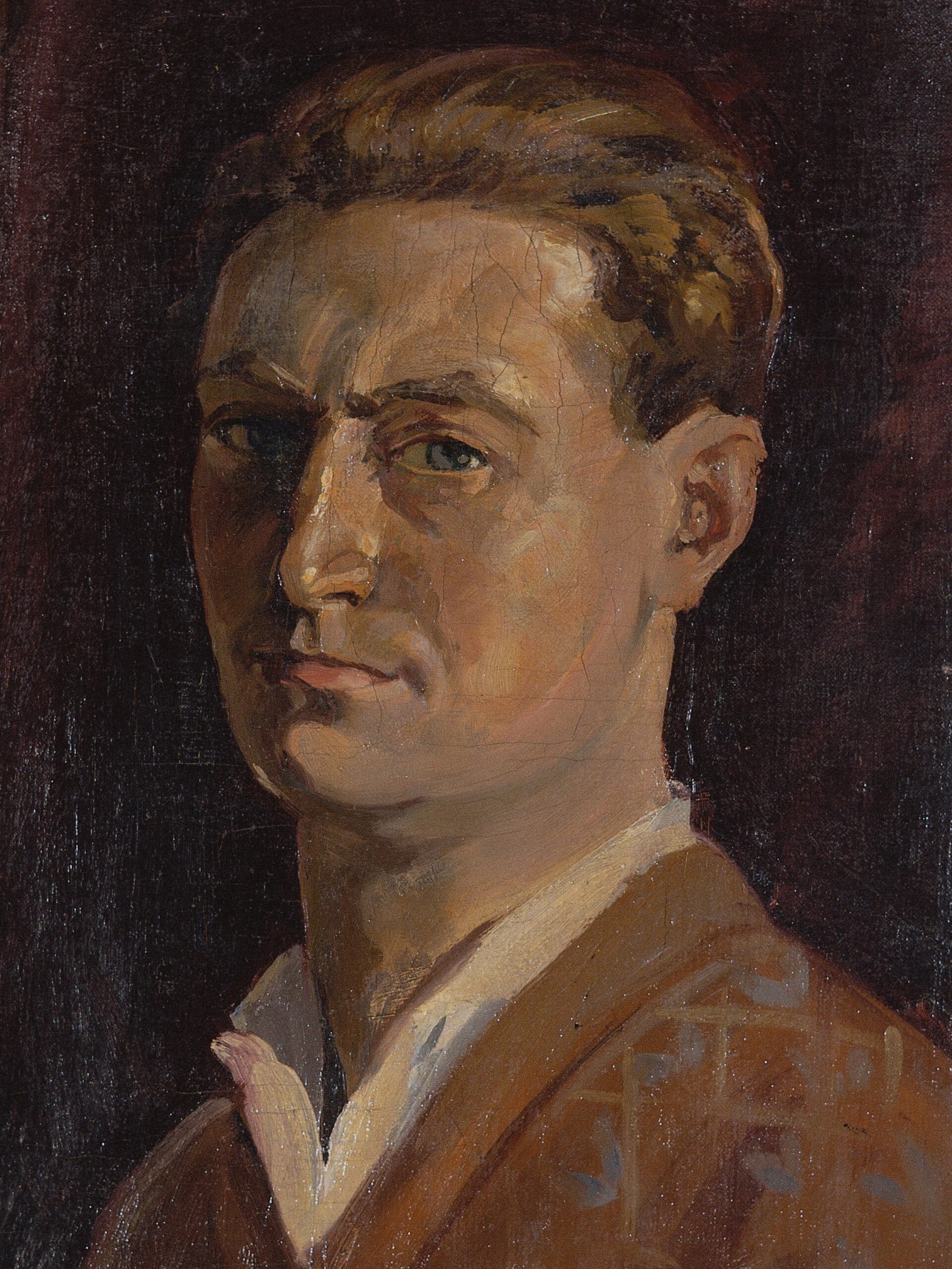 Pintura de José Manaut titulada Autorretrato con jersey rojo, 1920. Óleo sobre lienzo.