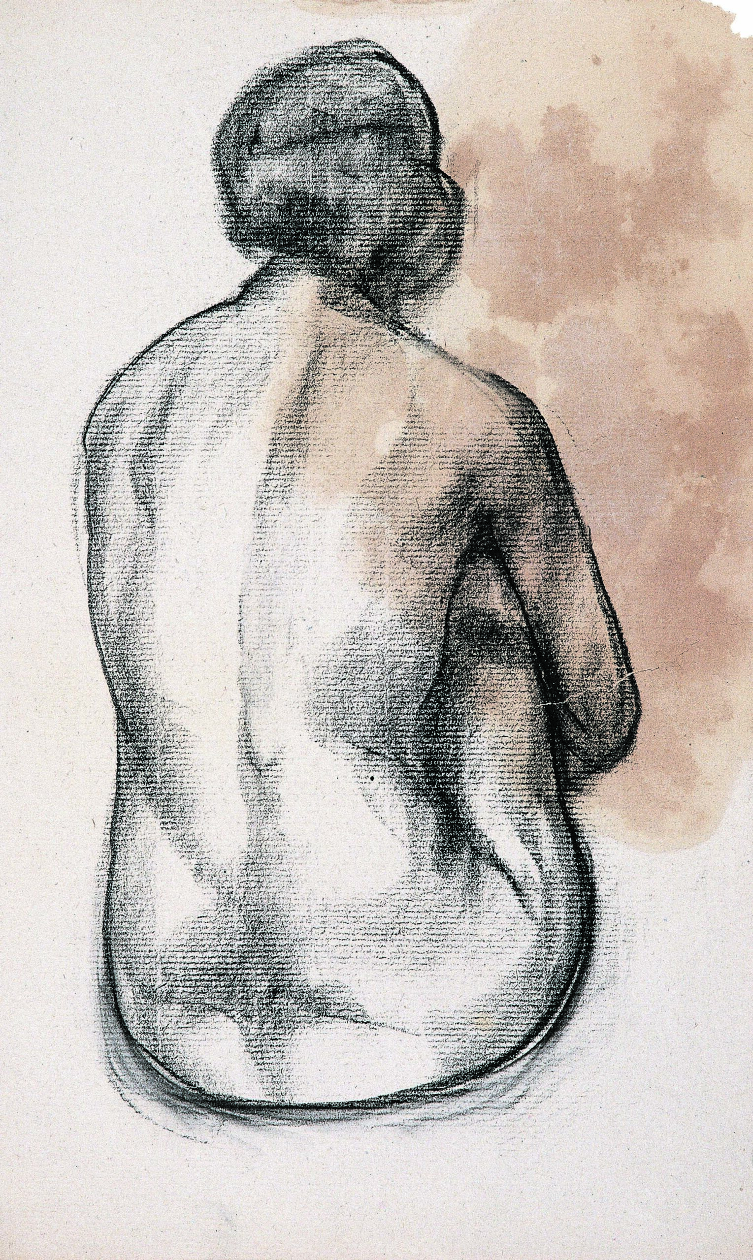 Dibjujo de José Manaut titulado Desnudo de espaldas. Realizado en la Academia Colarossi de París, 1924.