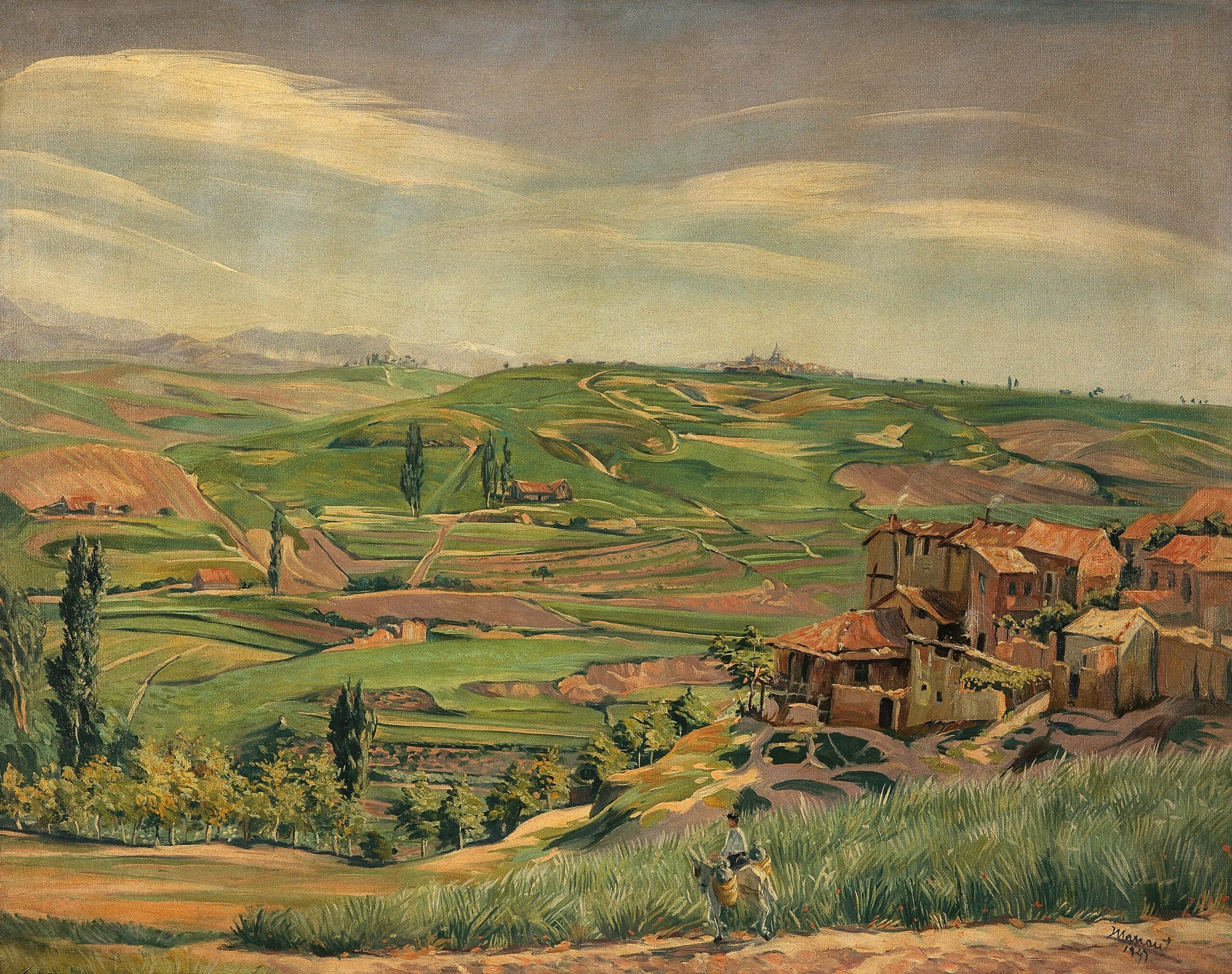 Pintura de José Manaut titulada Paisaje castellano, 1947. Óleo sobre lienzo.