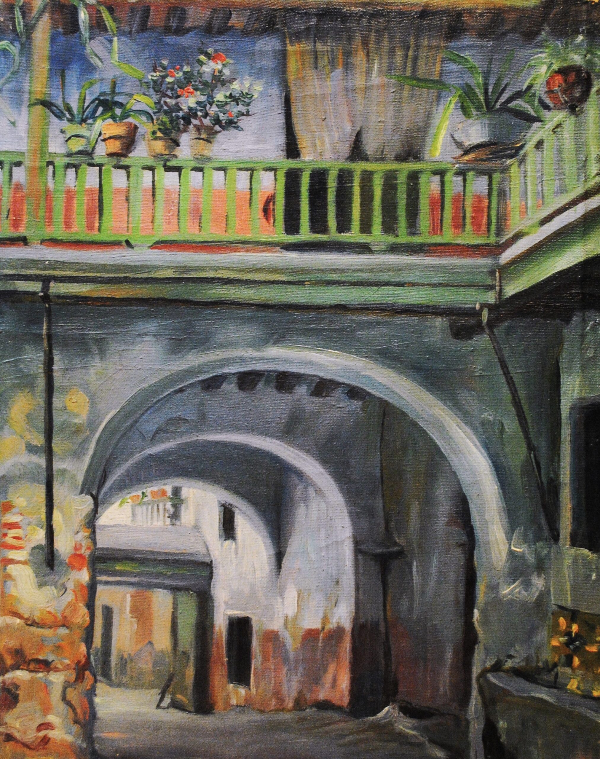 Pintura de José Manaut titulada Posada. Óleo sobre lienzo.