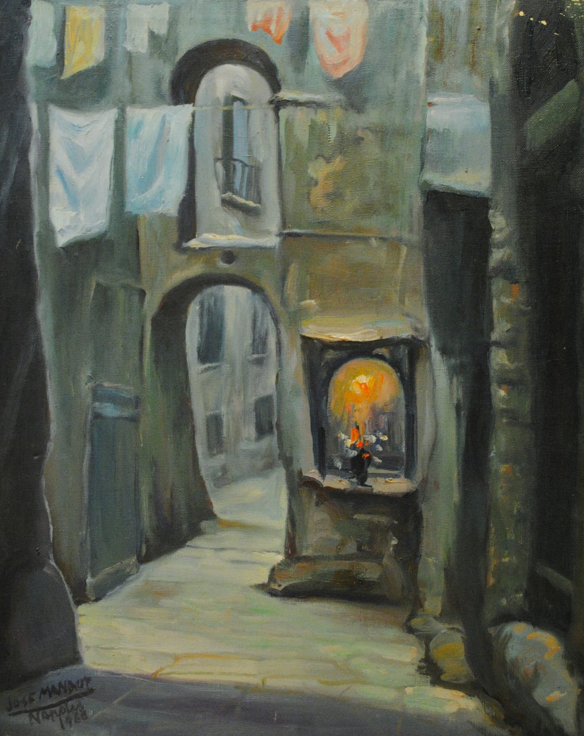 Pintura de José Manaut titulada Calle de Nápoles, 1960. Óleo sobre lienzo.