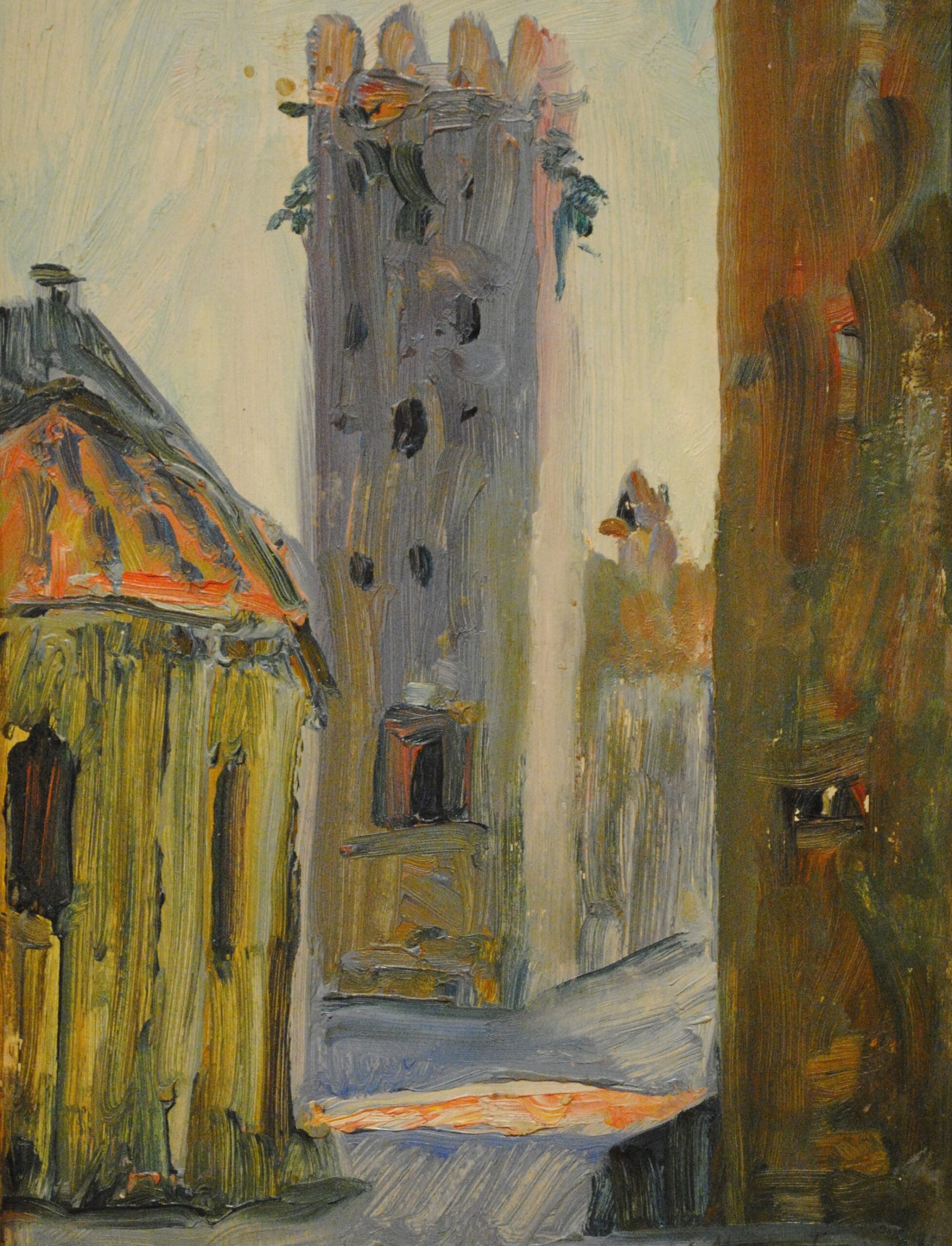 Pintura de José Manaut titulada Ciudad antigua. Óleo sobre lienzo.