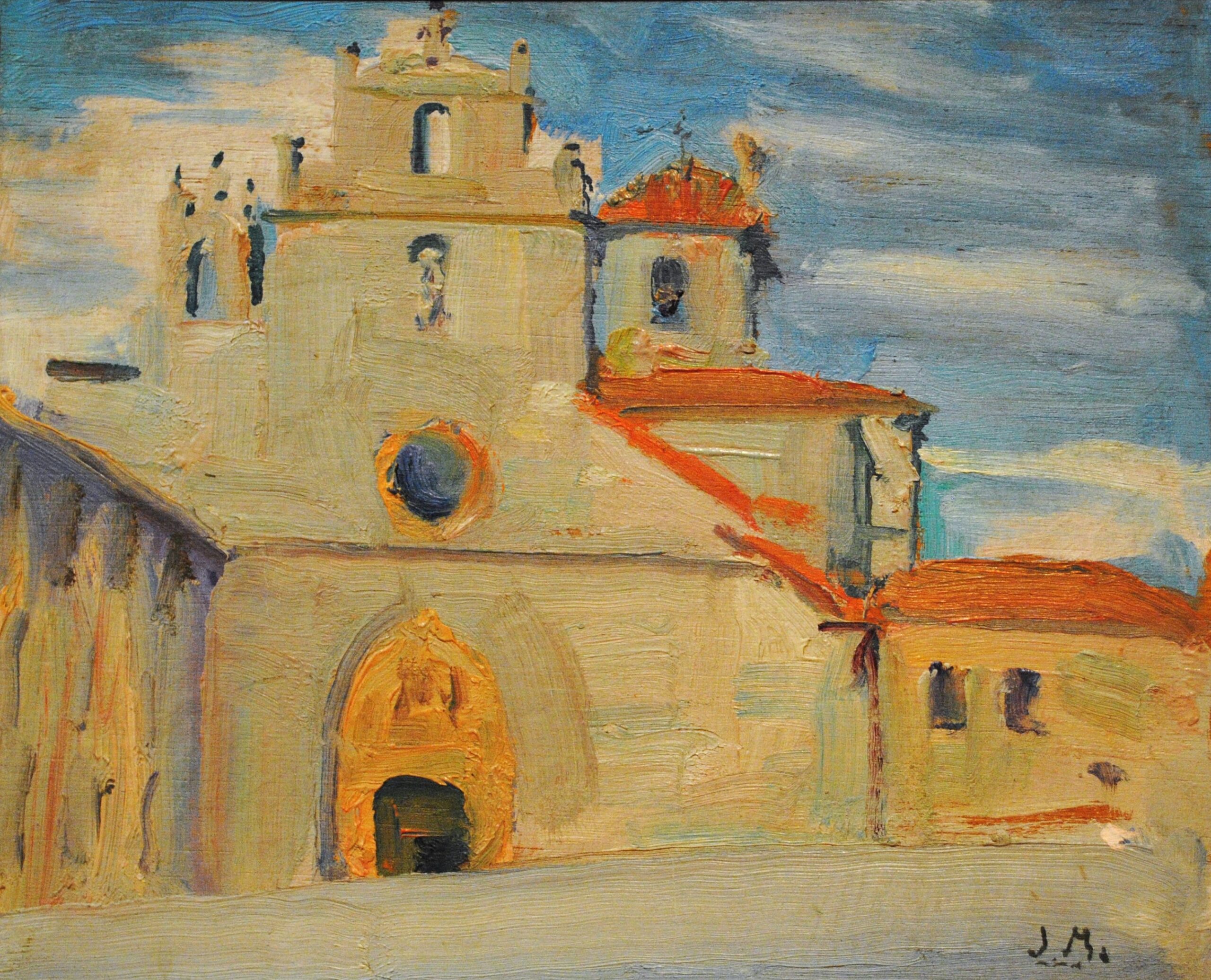 Pintura de José Manaut titulada Orillas del Turia, Loriguilla (Valencia), 1930. Óleo sobre tabla.
