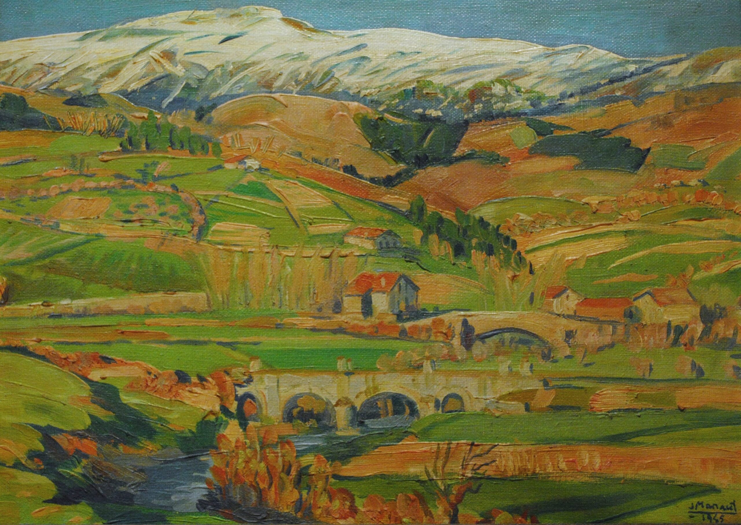 Pintura de José Manaut titulada Sierra de Guadarrama, Madrid, 1945. Óleo sobre lienzo.