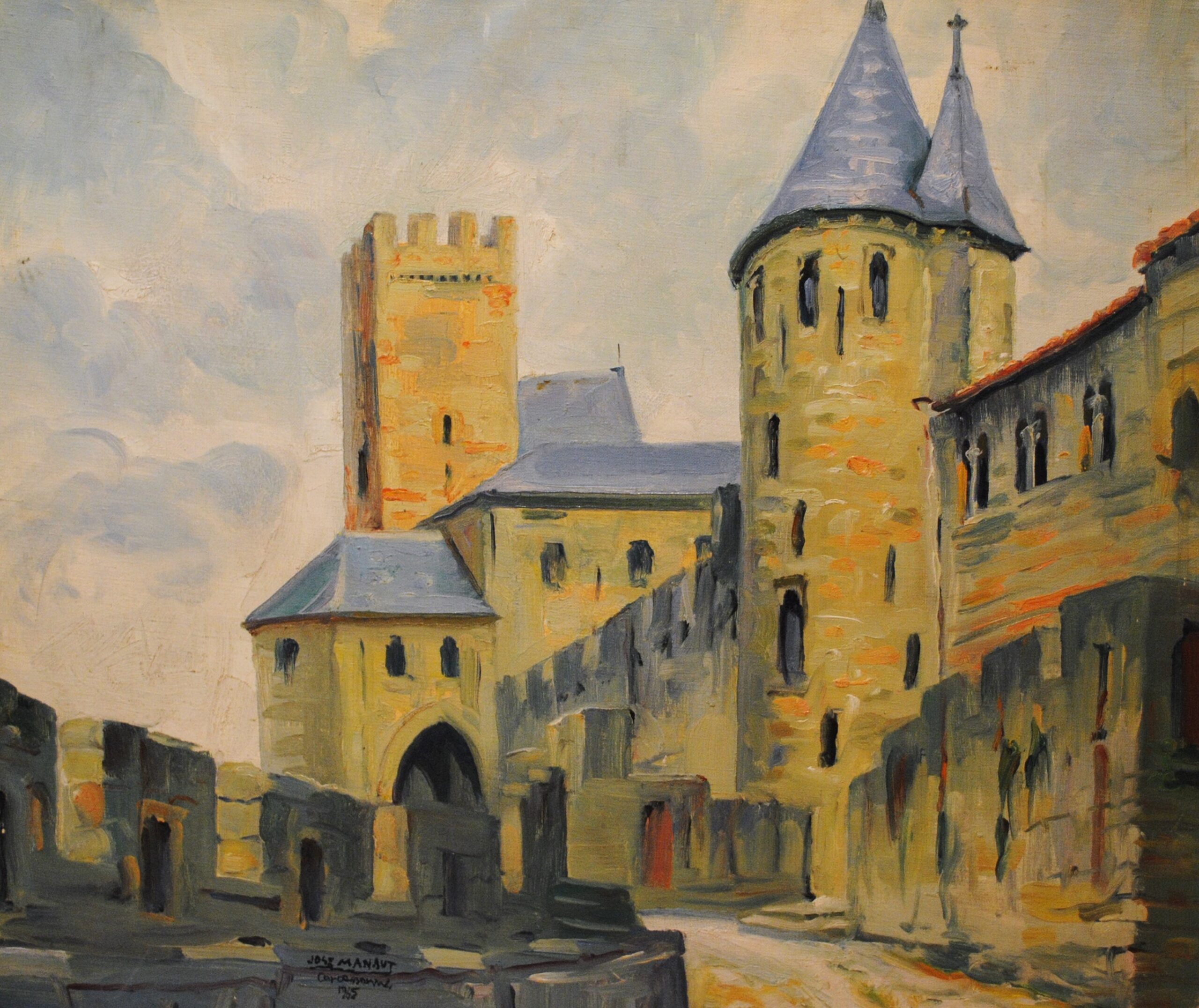 Pintura de José Manaut titulada Carcassonne, Francia, 1965. Óleo sobre lienzo.