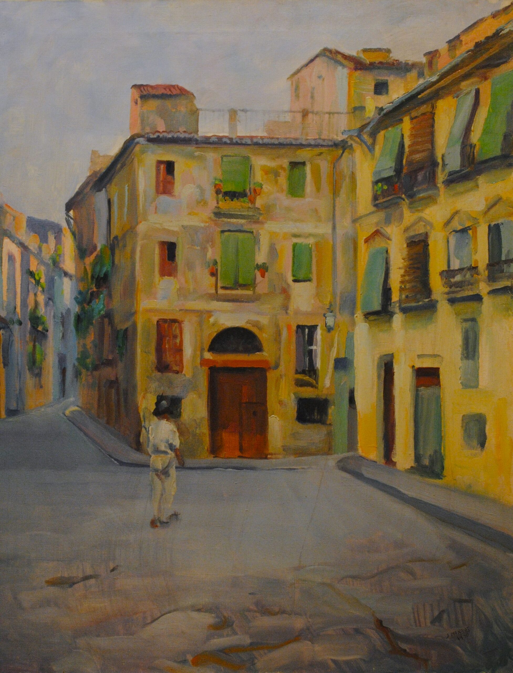 Pintura de José Manaut titulada Calle de Valencia, 1970. Óleo sobre lienzo.
