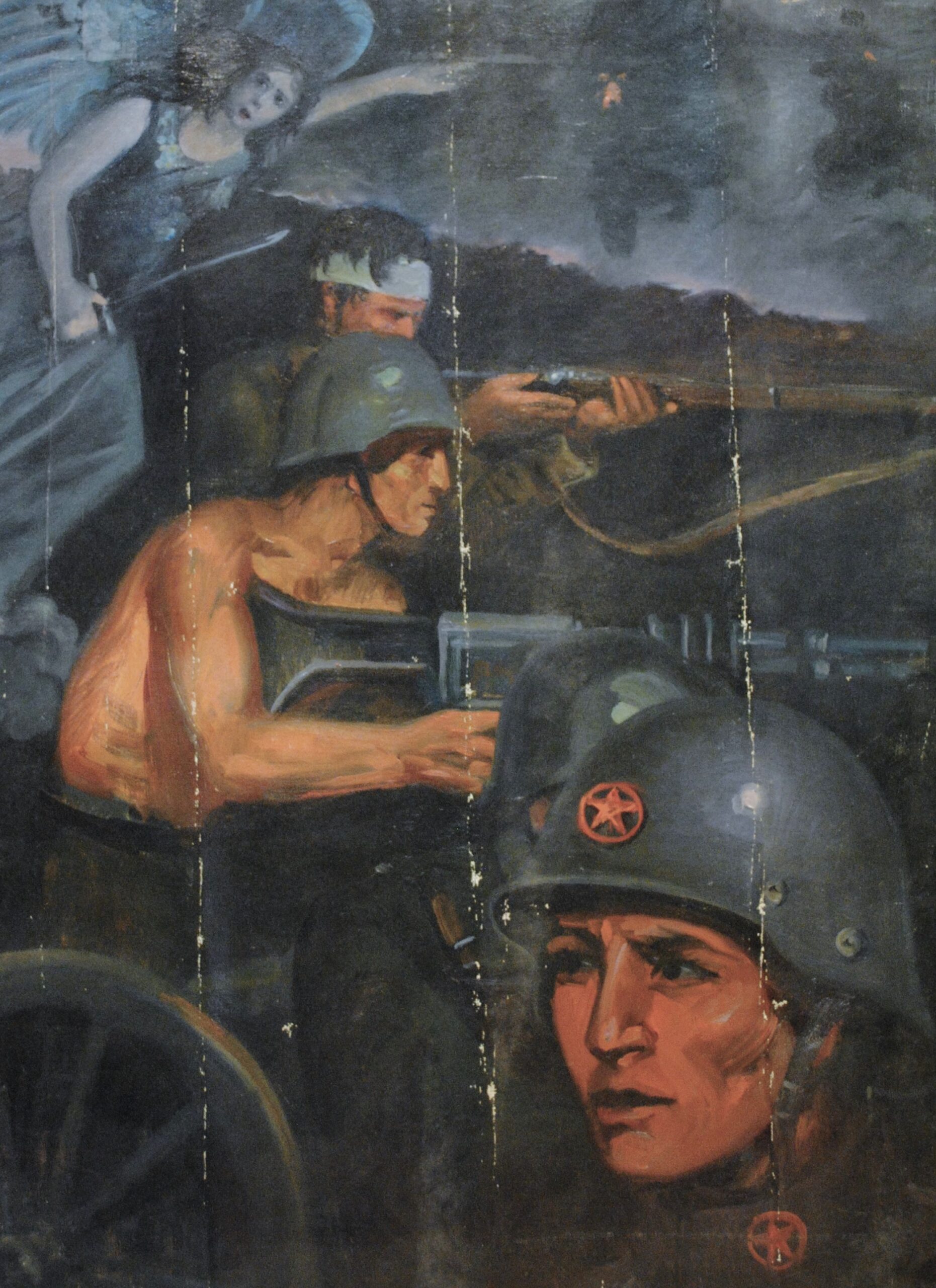 Pintura de José Manaut titulada La guerra. Óleo sobre lienzo.