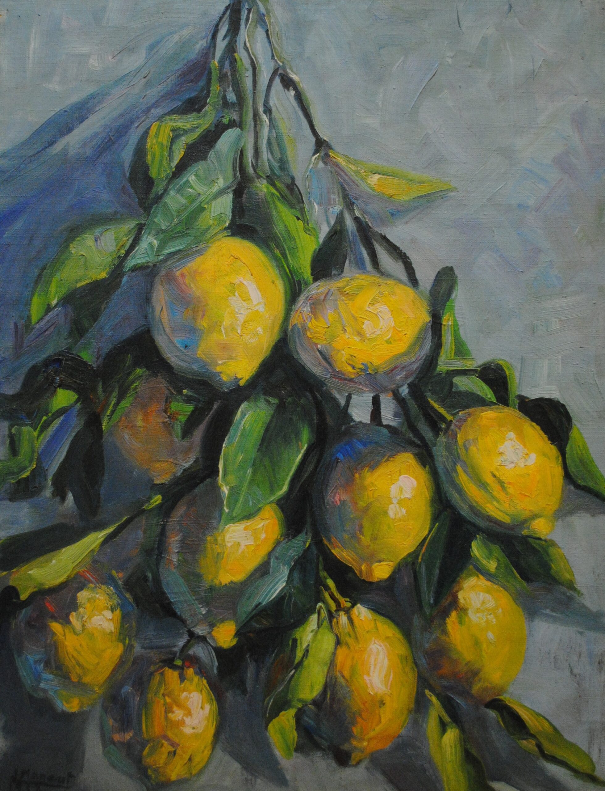 Pintura de José Manaut titulada Limones, 1958. Óleo sobre lienzo.