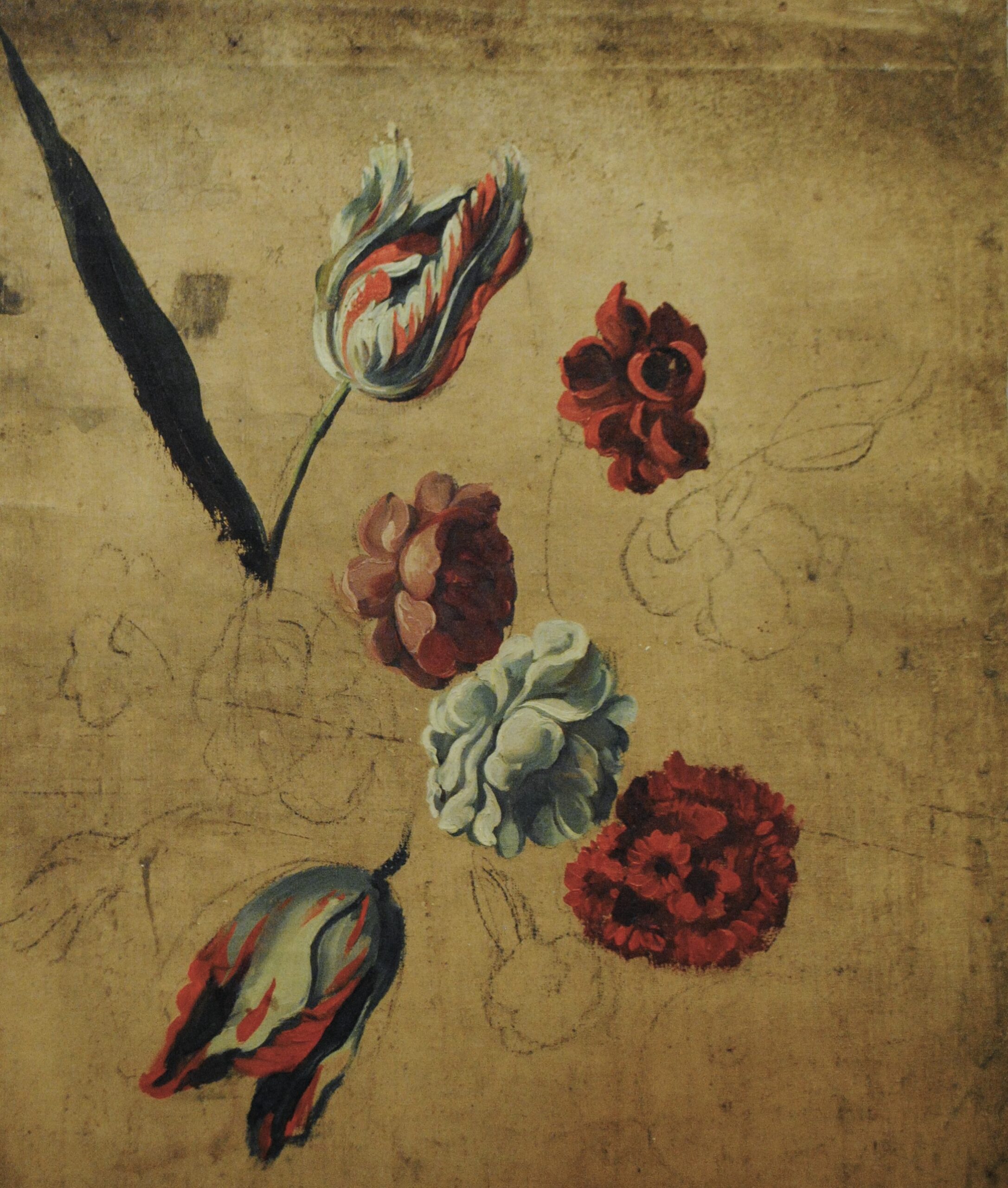 Pintura de José Manaut titulada Tulipanes y rosas. Óleo sobre lienzo.