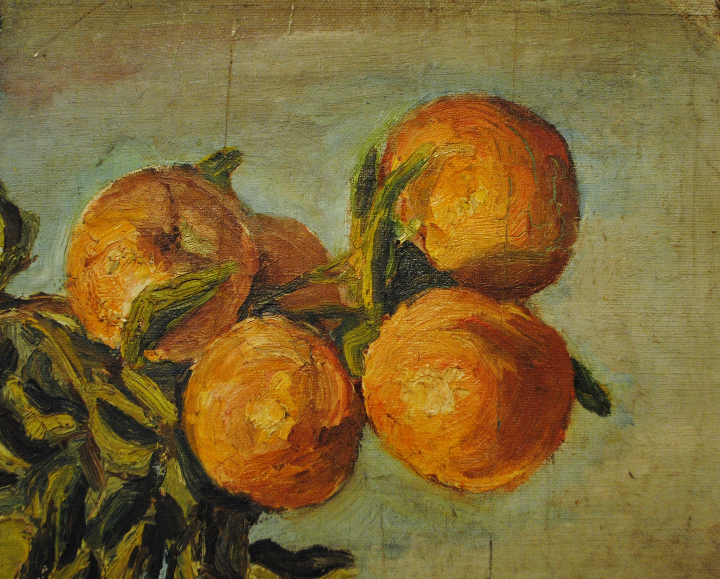 Pintura de José Manaut titulada Cuatro frutas. Óleo sobre lienzo.