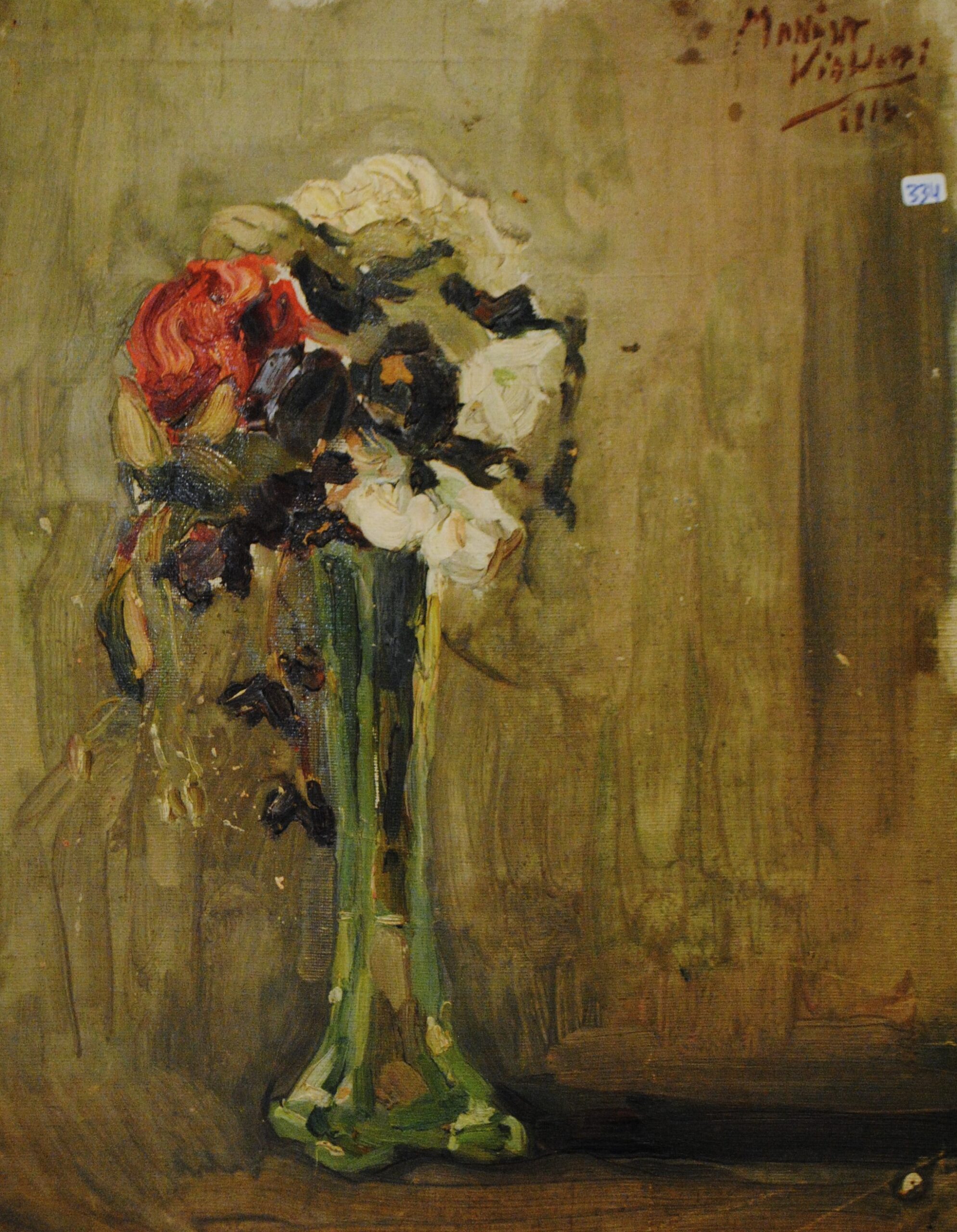 Pintura de José Manaut titulada Búcaro flores, 1914. Óleo sobre lienzo.