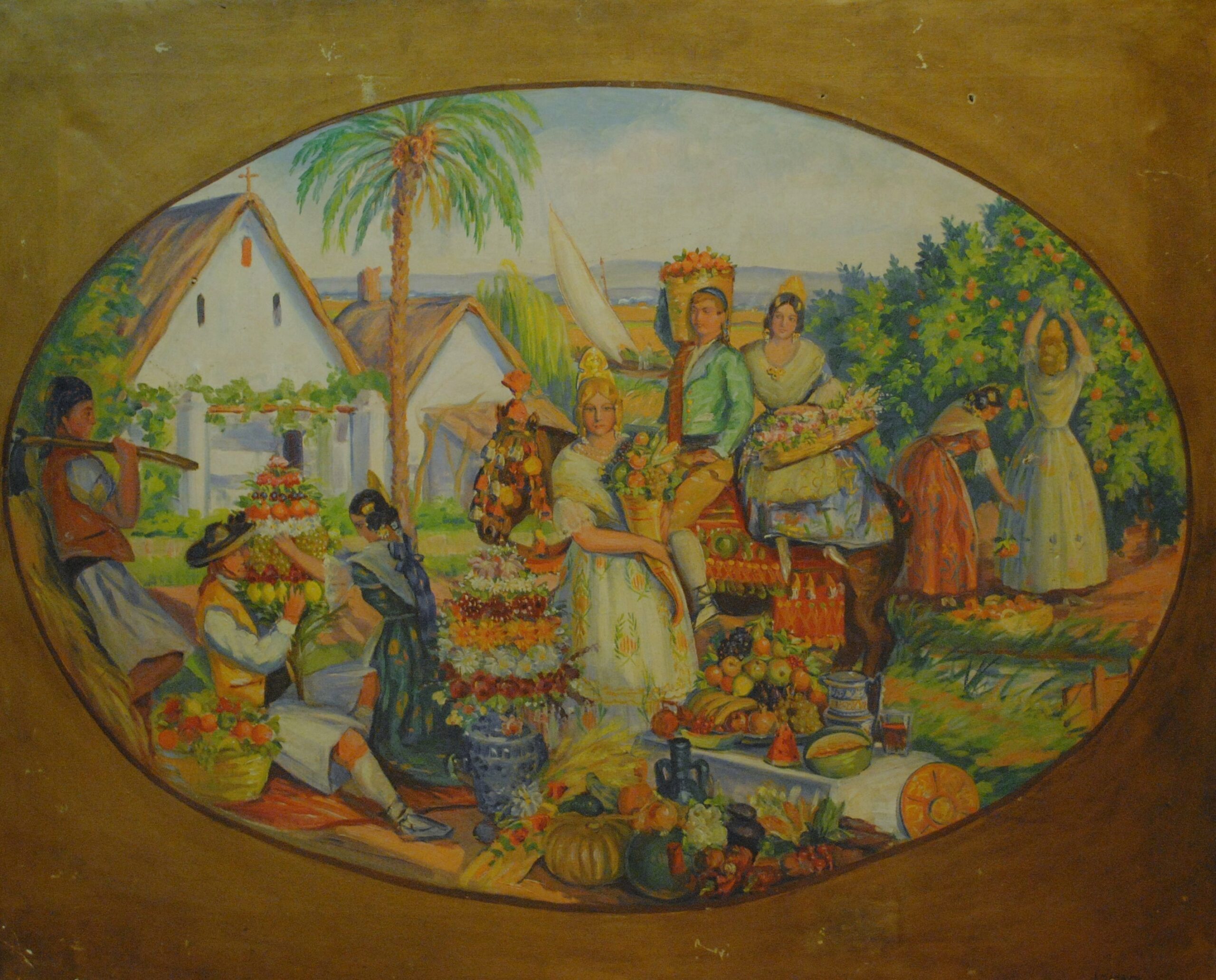 Pintura de José Manaut titulada Alegoría valenciana, 1930. Óleo sobre lienzo.