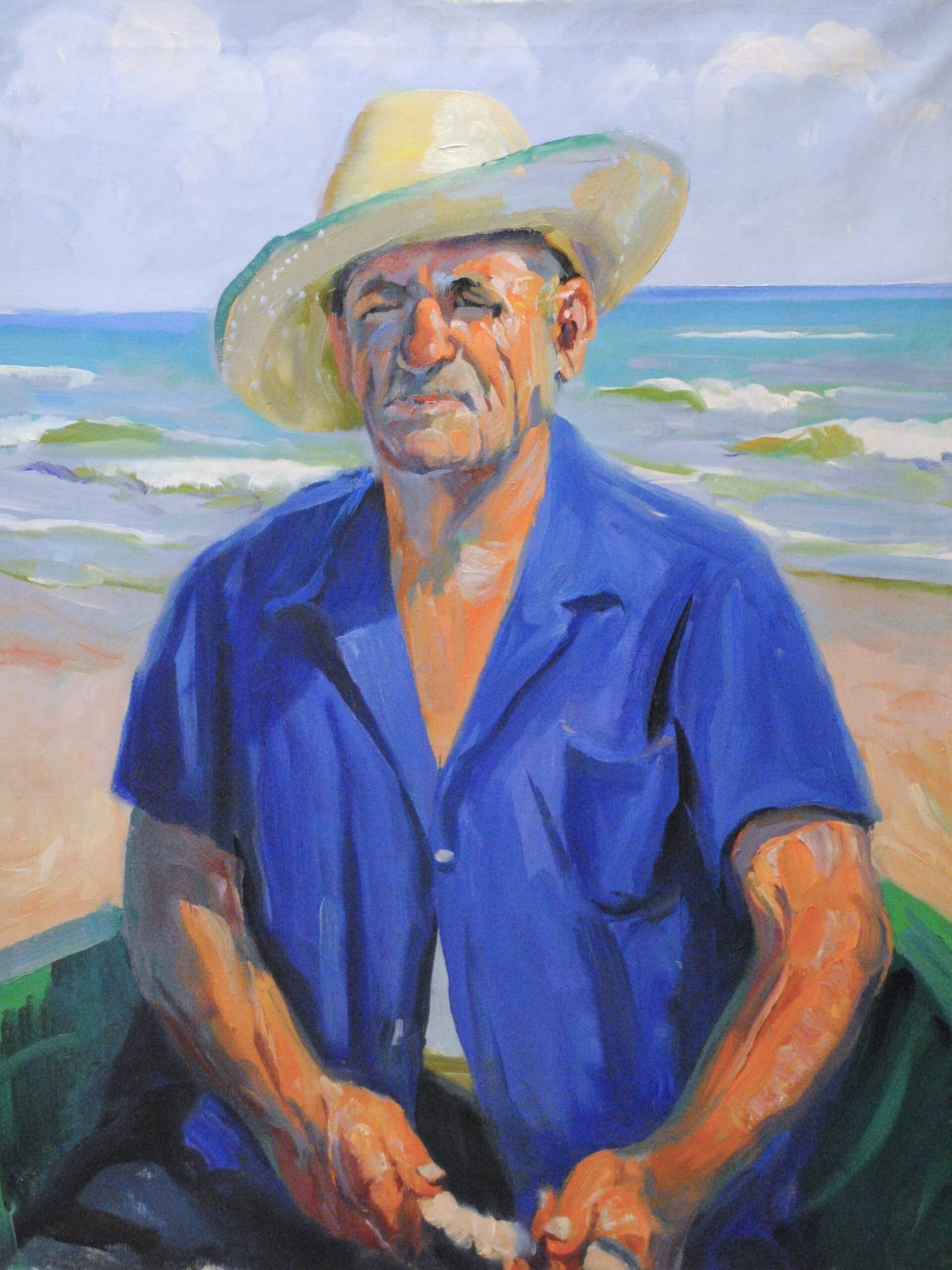 Pintura de José Manaut titulada Pescador Valenciano, 1967. Óleo sobre lienzo.
