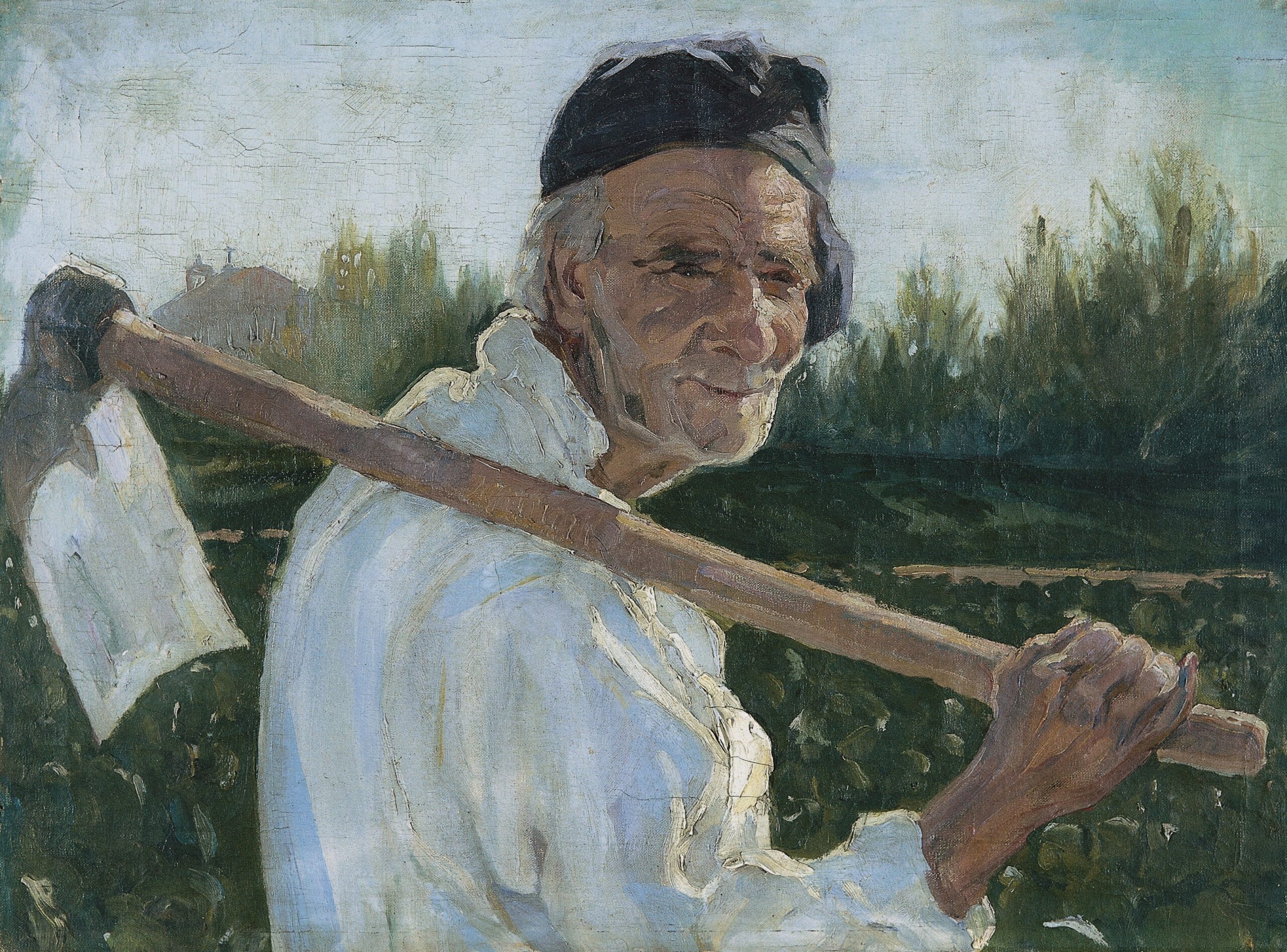Pintura de José Manaut titulada Viejo labrador, Valencia, 1918. Óleo sobre lienzo.