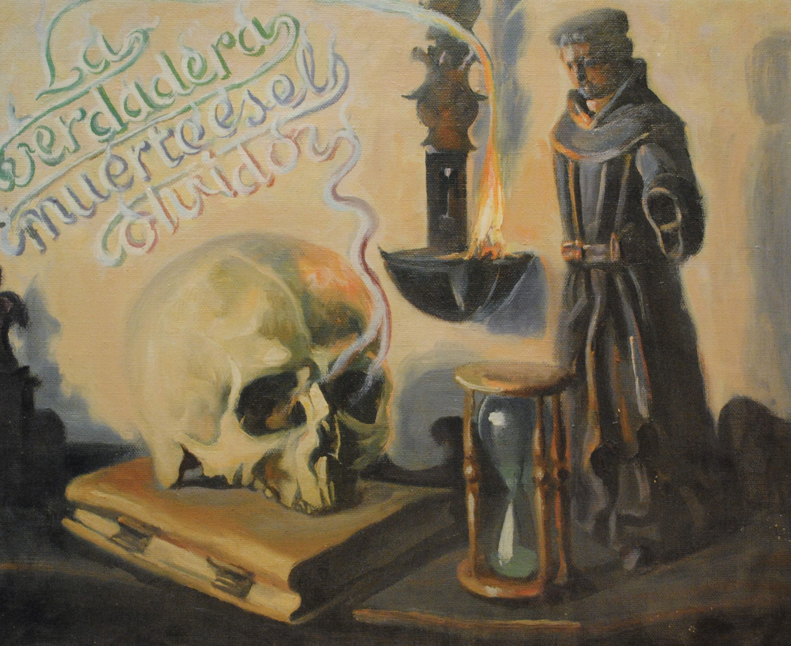 Pintura de José Manaut titulada La verdadera muerte es el olvido. Óleo sobre lienzo.