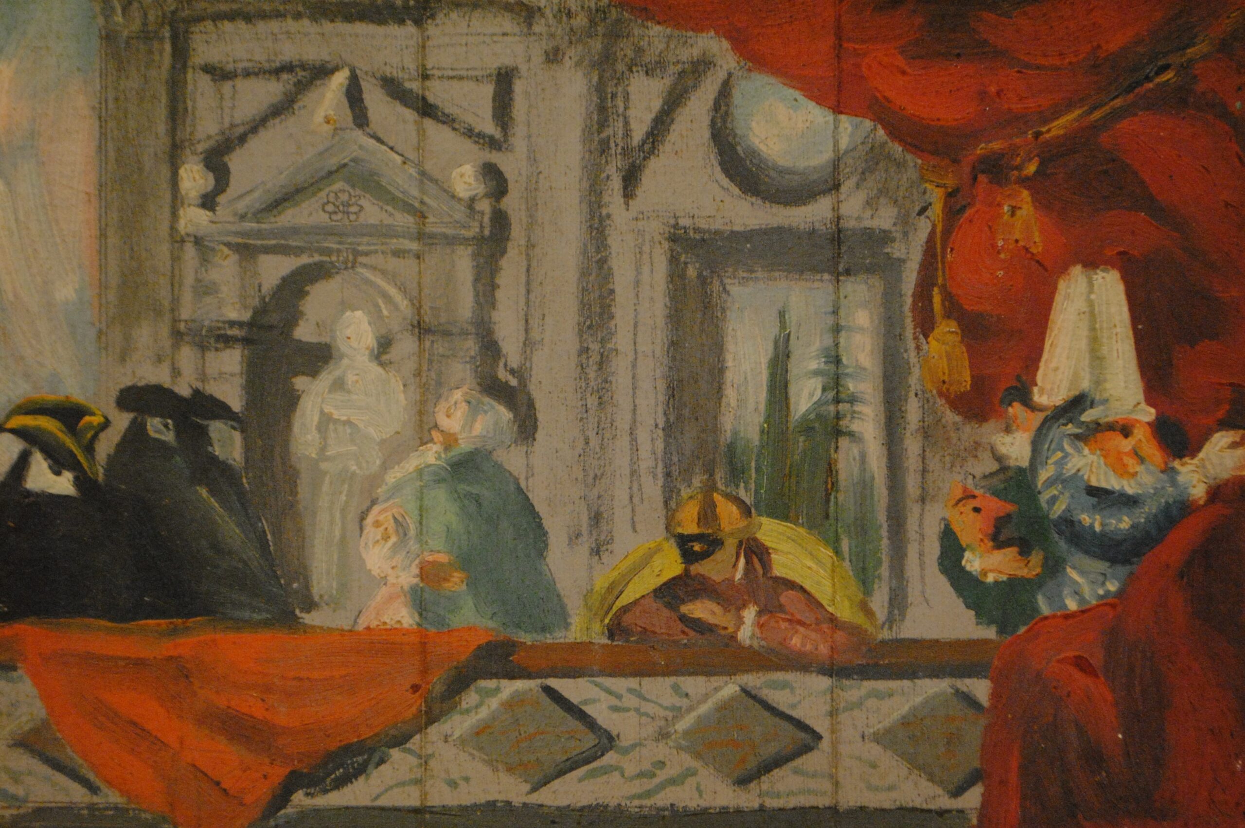 Pintura de José Manaut titulada Escenario. Óleo sobre cartón.