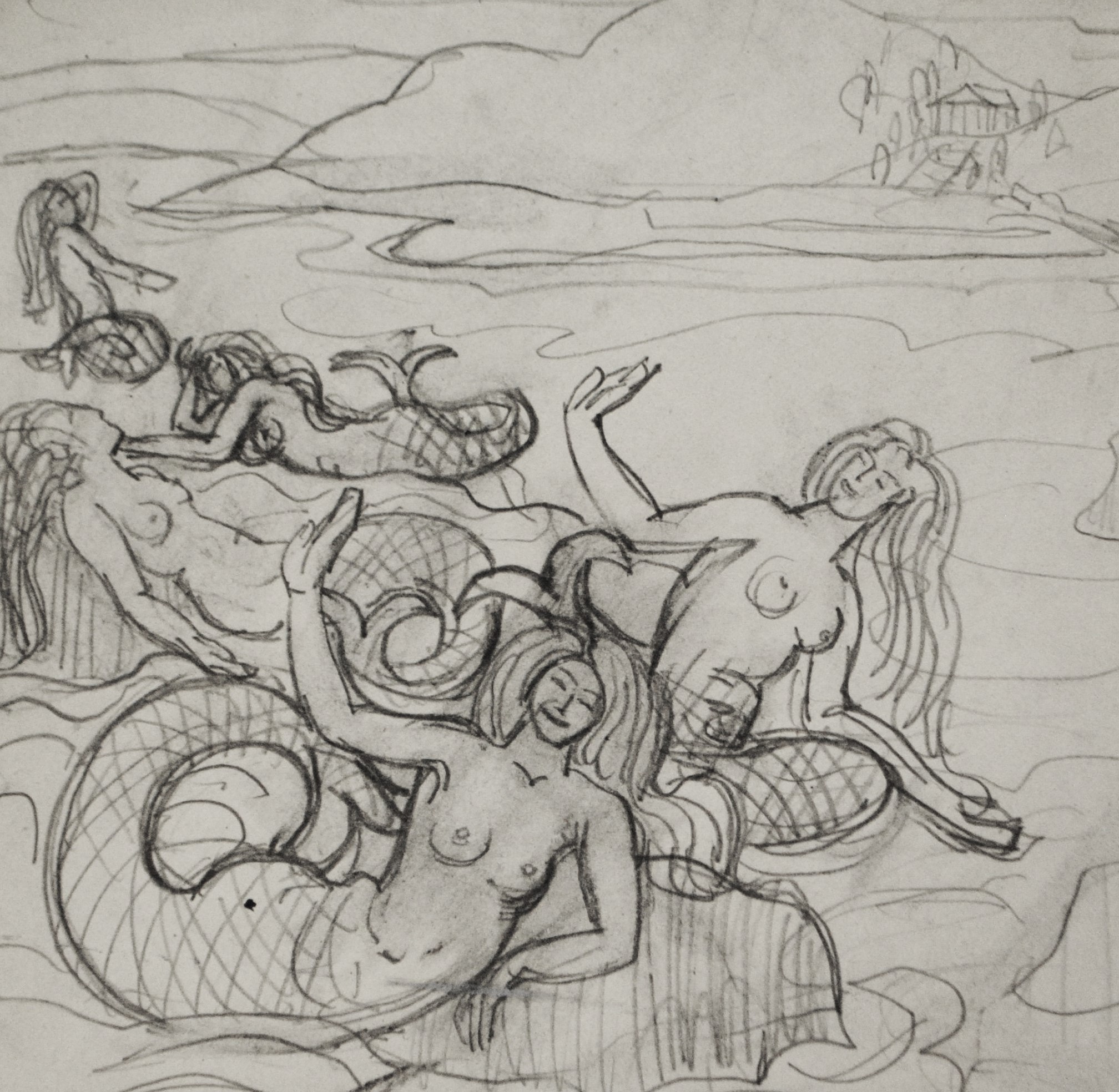 Dibujo de José Manaut. Sirenas.