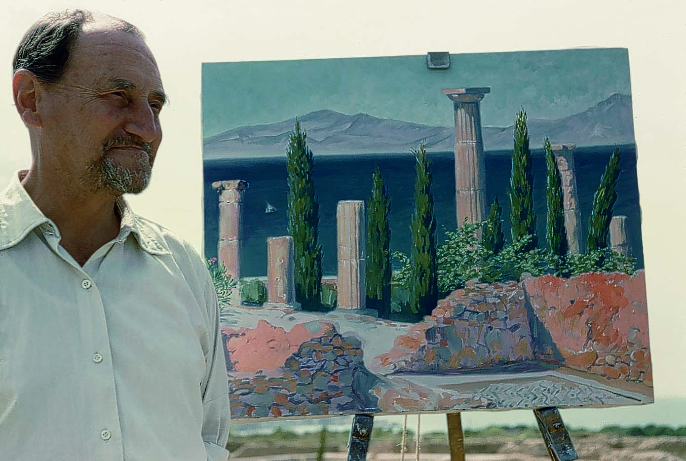 José Manaut pintando en Ampurias, 1959.