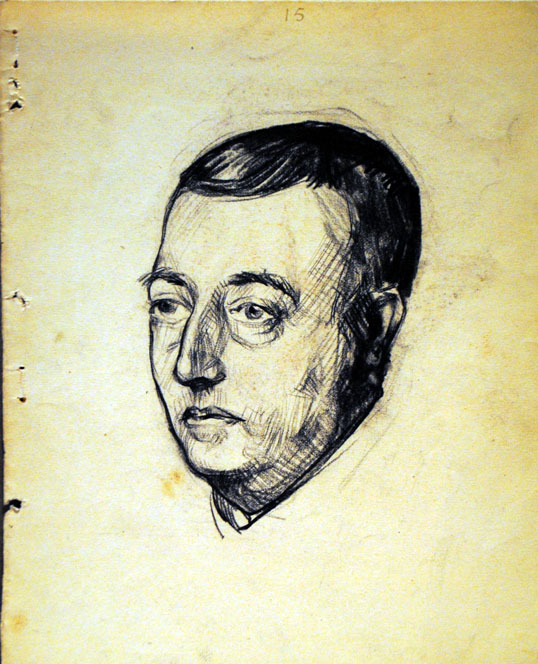Dibujo de José Manaut titulado Mi padre J. M. Nogués, 1921. Papel/lápiz.