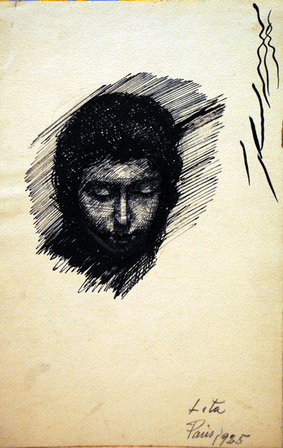 Dibujo de José Manaut titulado Ángeles Roca, 1925. Papel/lápiz.