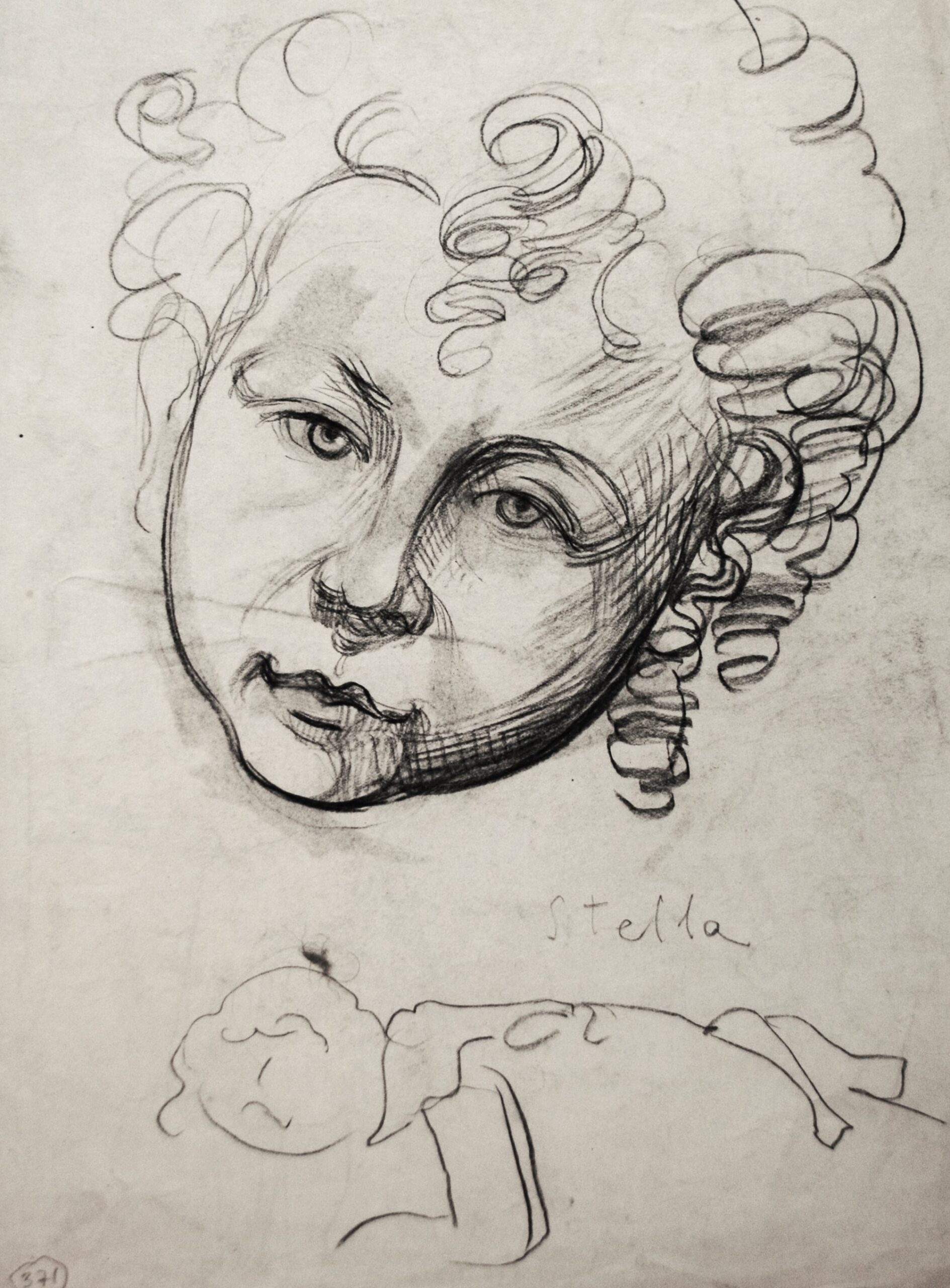 Dibujo de José Manaut titulado Stella, 1946. Carboncillo sobre papel.