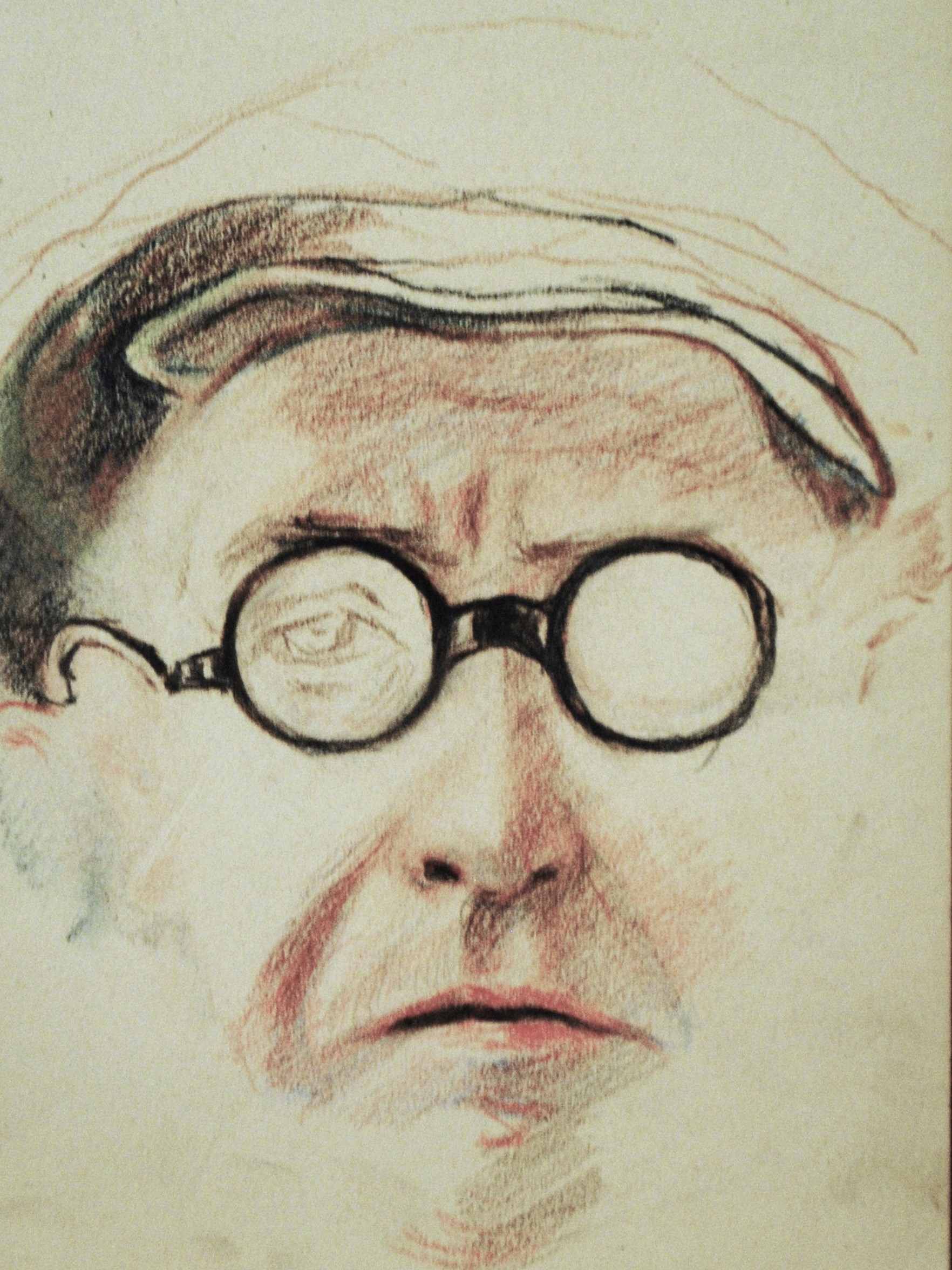 Dibujo de José Manaut Nogués, padre de José Manaut, titulado Autorretrato en el exilio francés, 1940. Lápiz sobre papel.