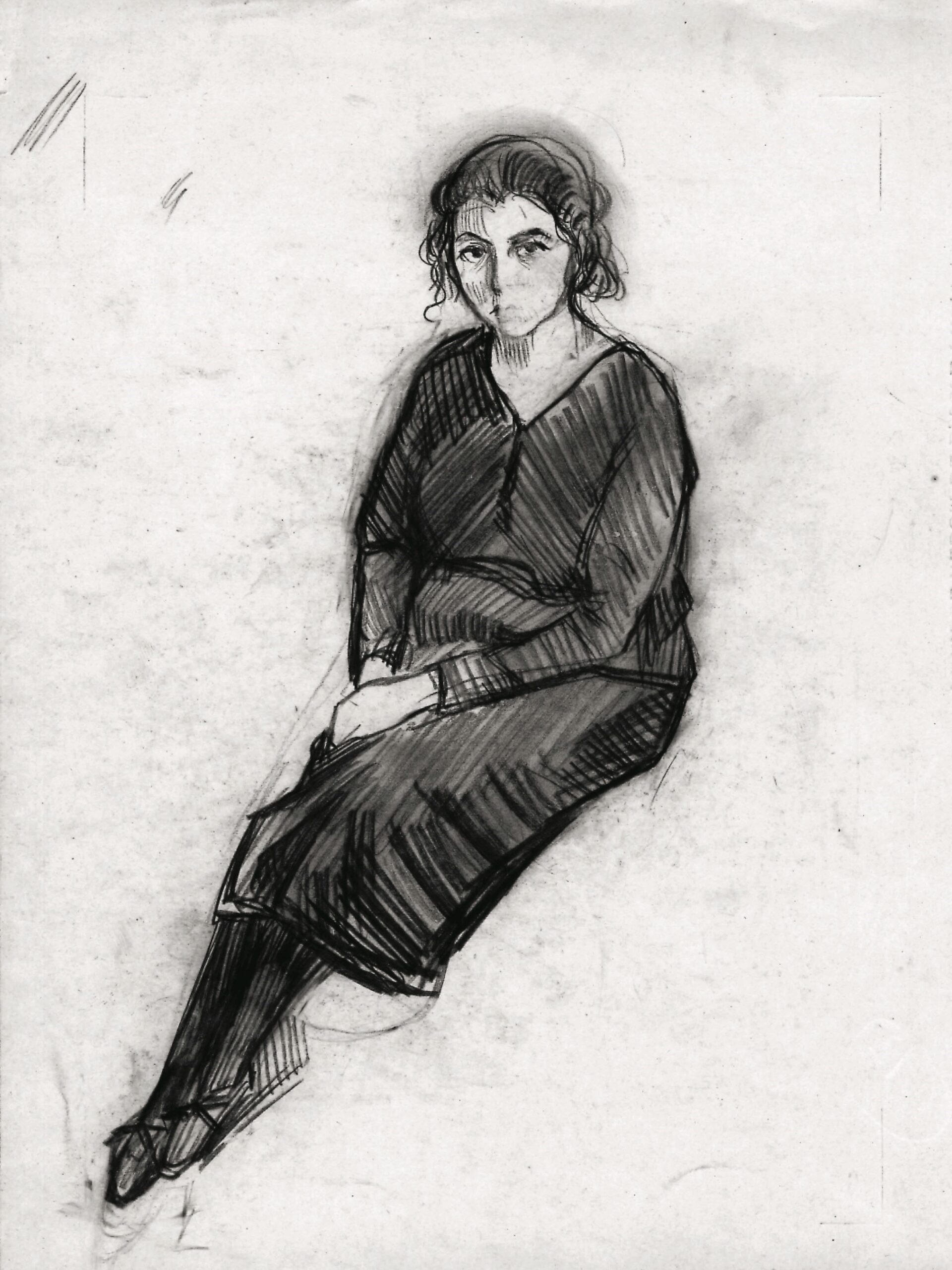 Dibujo de José Manaut titulado Ángeles Roca, 1927. Lápiz sobre papel.
