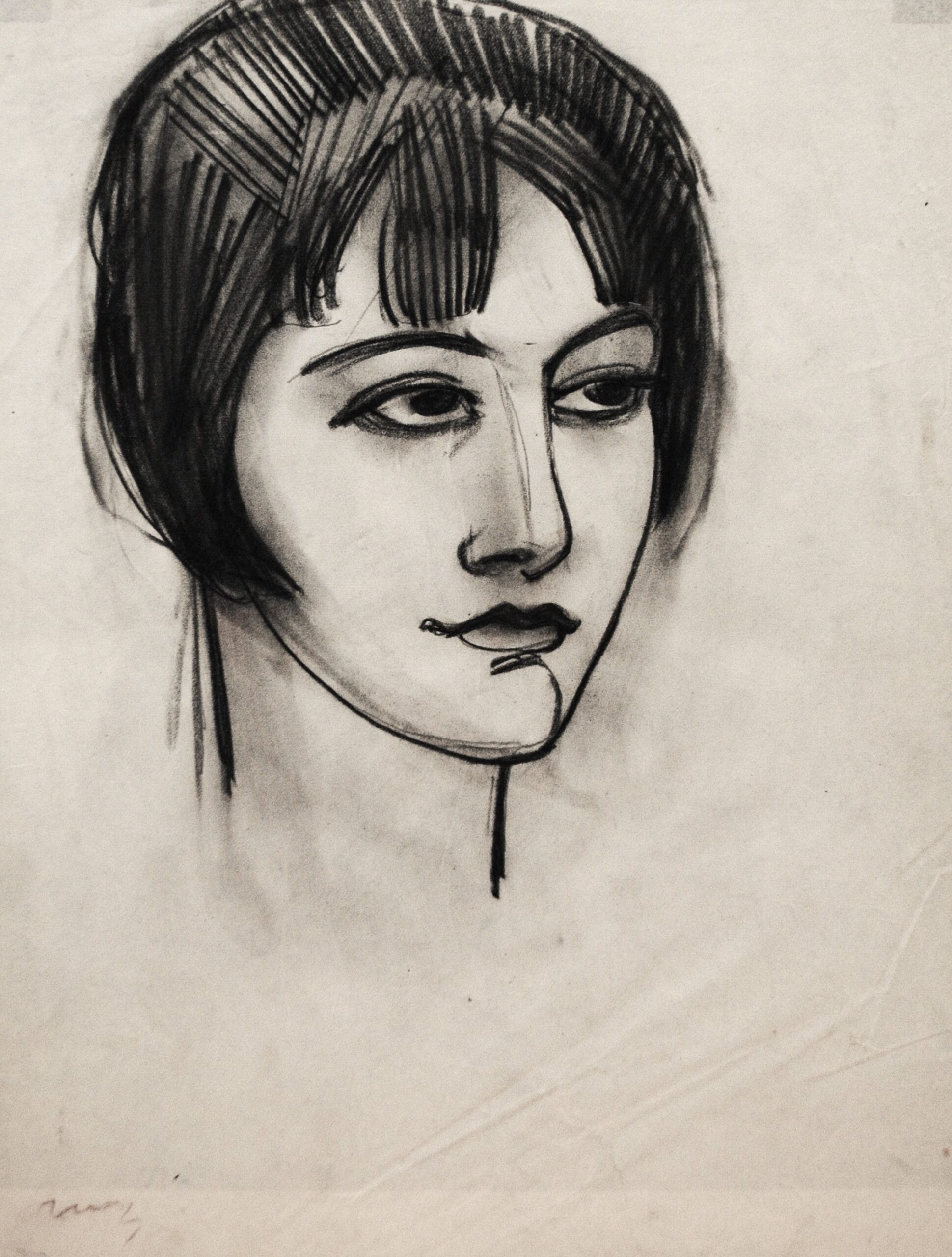 Dibujo de José Manaut titulado Ángeles Roca, 1923. Lápiz sobre papel.