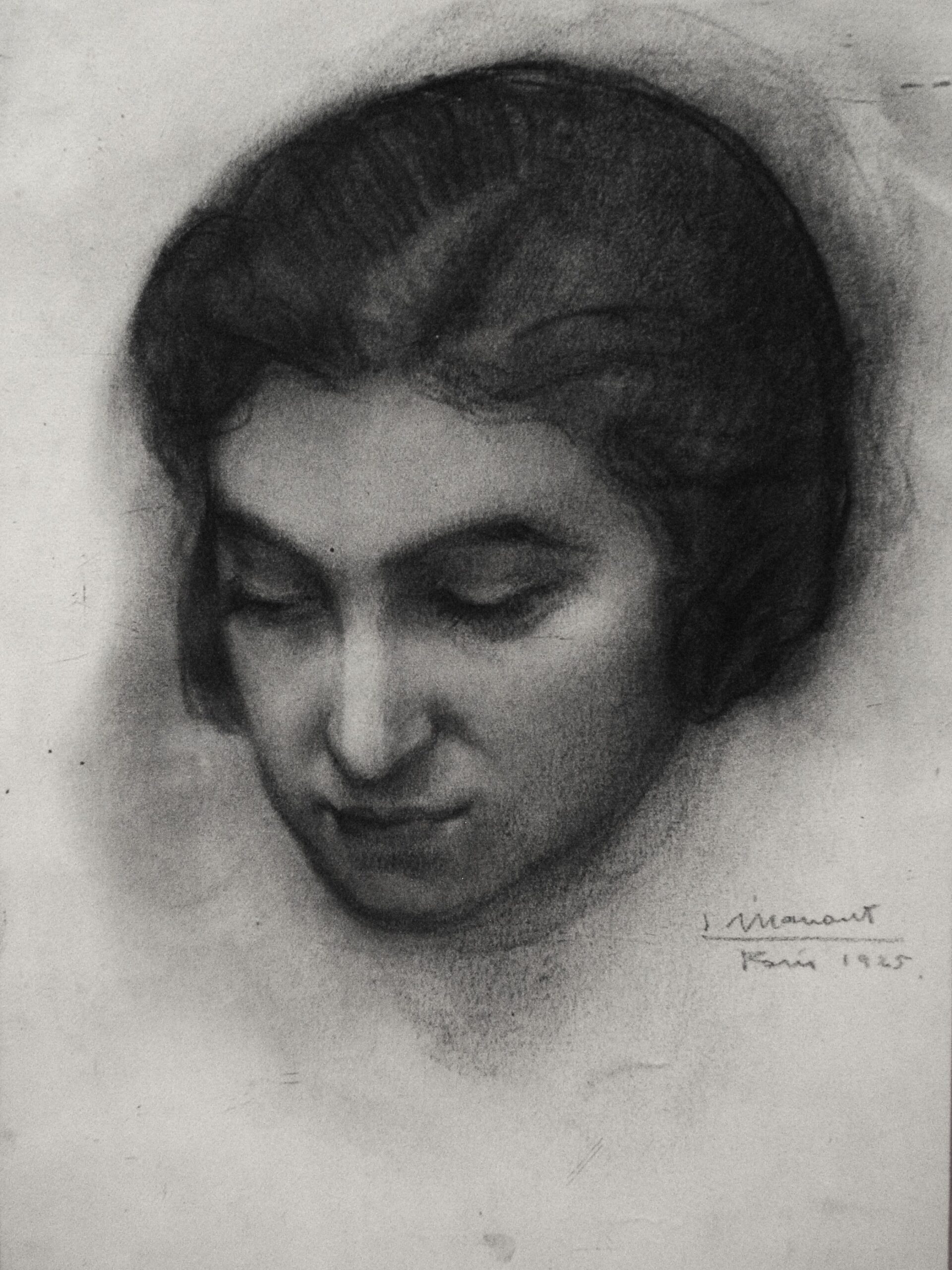 Dibujo de José Manaut titulado Ángeles Roca, 1925. Lápiz sobre papel.