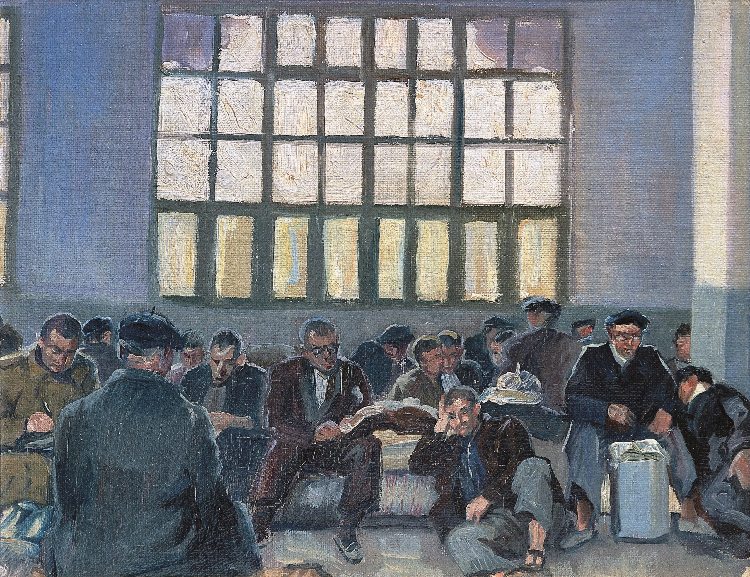 Pintura de José Manaut titulada Presos en la galería. Óleo sobre lienzo.